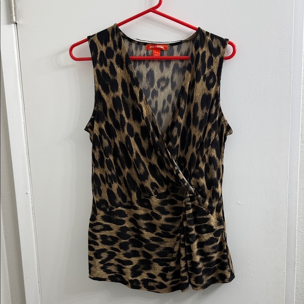 Joe Fresh Black and Brown Animal Print Blouse